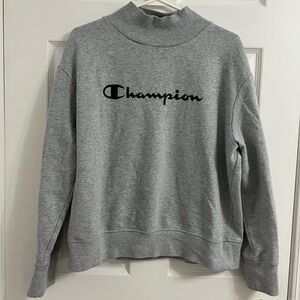 Champion (L) Y2K Mockneck Pullover Comfy Center Logo Sweatshirt 90s Athletic